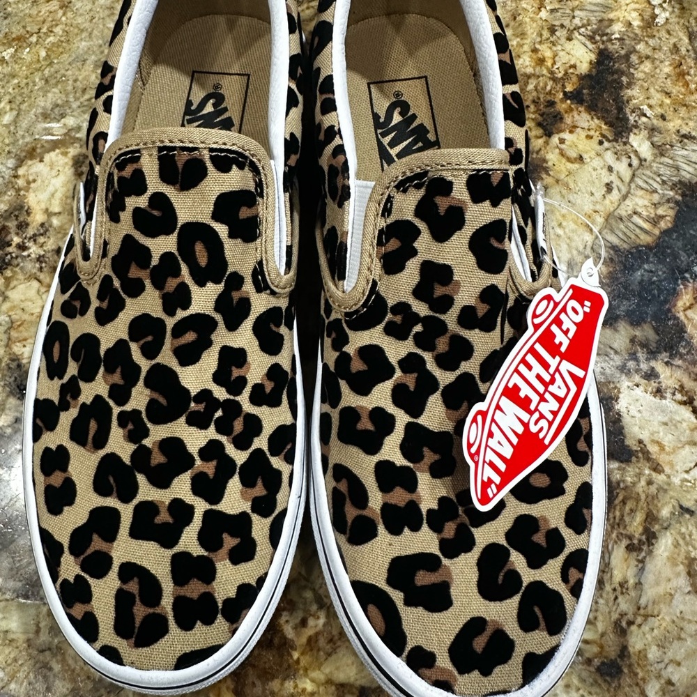 Vans Leopard Slip-On Sneakers - Tan & Black
